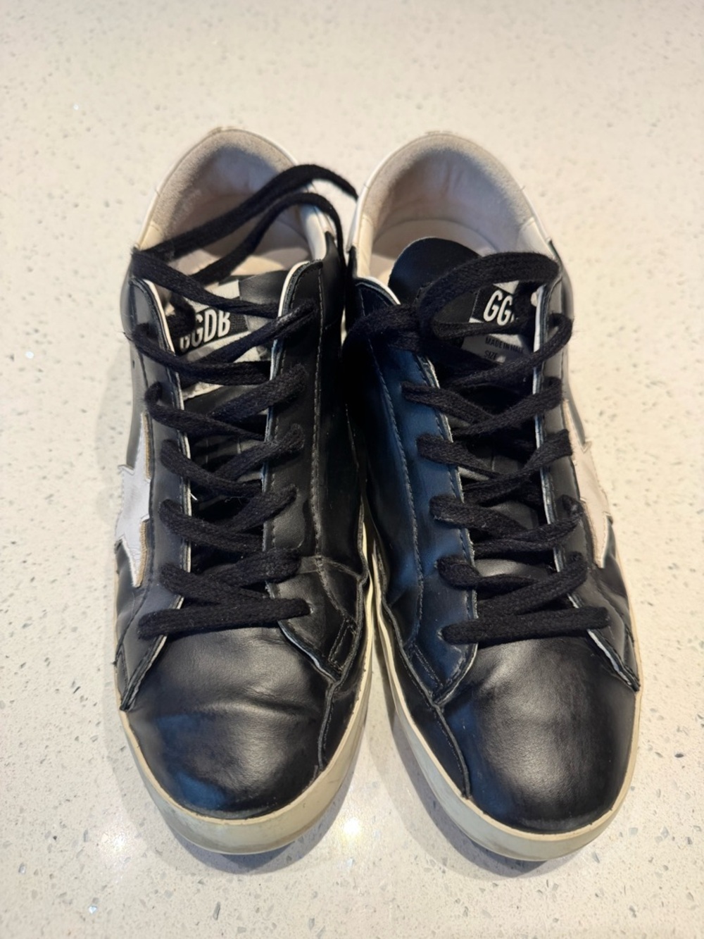 Golden Goose Black & White Superstar Leather Sneakers Size 40 US 9 - Picture 3 of 6